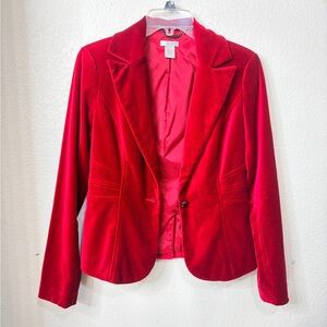 CACHE Vintage Red Velvet Blazer Classic - Size 4/6 - Small